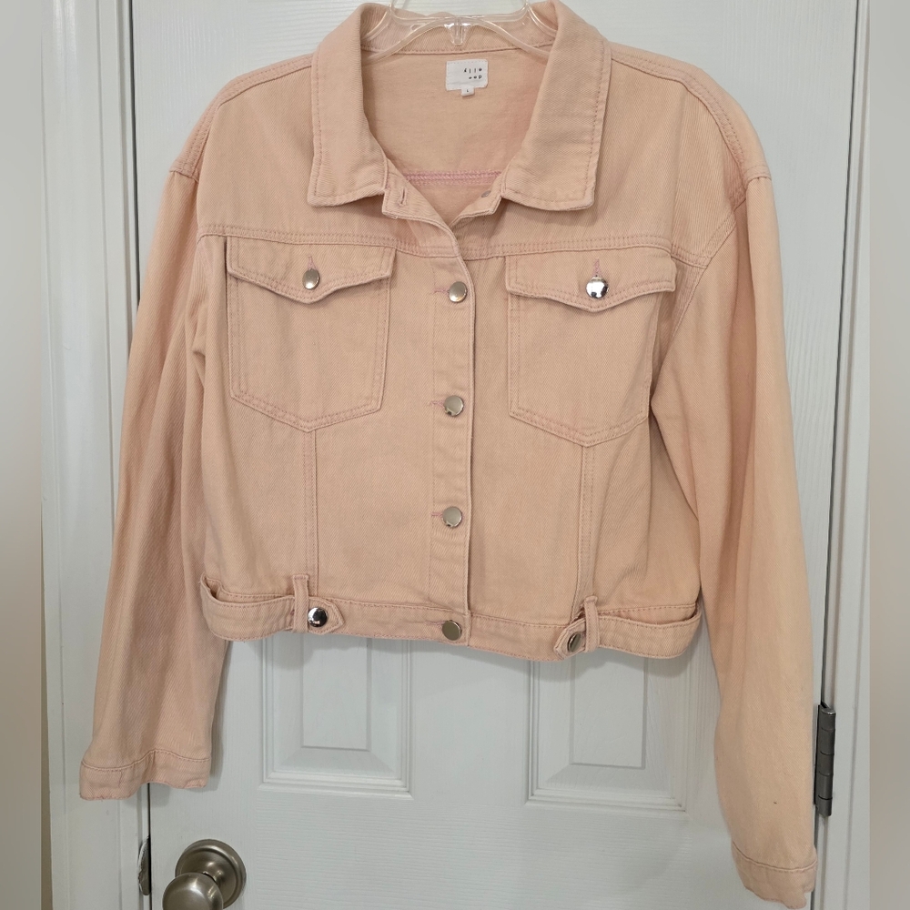 Dee Elly Light Salmon Pink Jean Jacket
